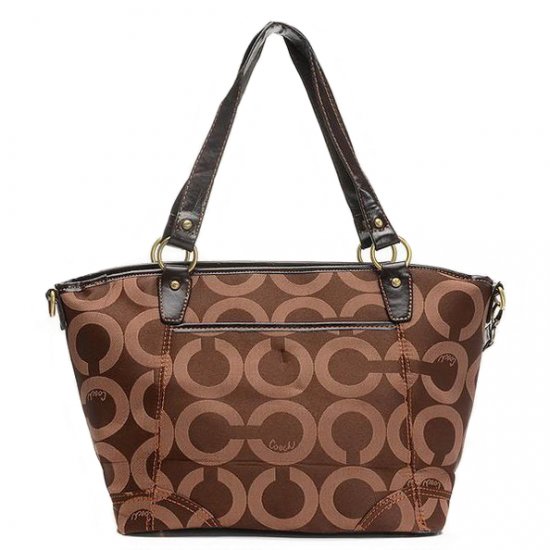 Coach Logo Signature Lock Medium Coffee Totes EHE